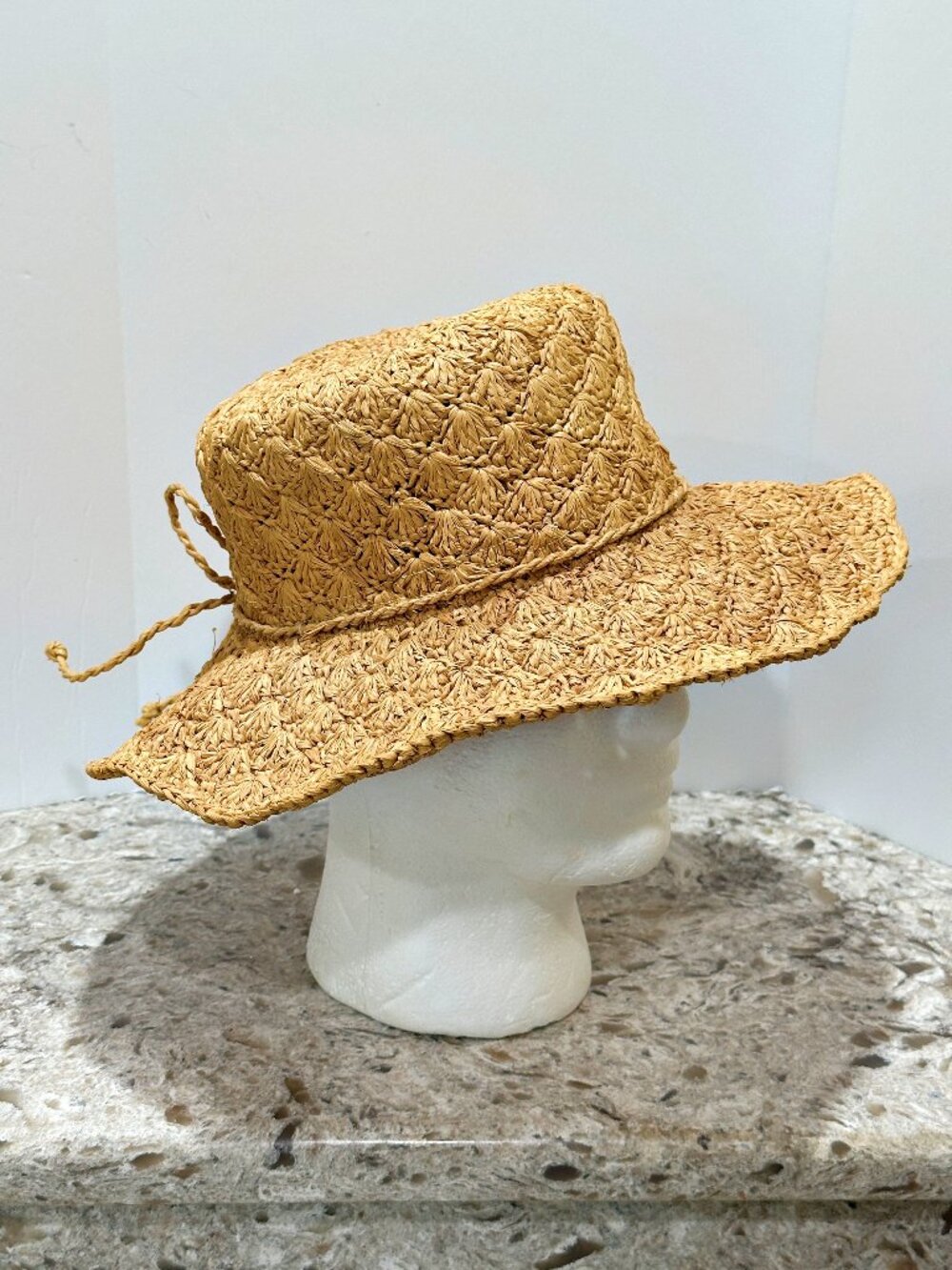 Womens Wide Floppy Brim Straw Sun Hat Raffia OHO Beach Vacation Coastal Band Tie
